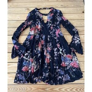 NWT Antoinette Romantic Floral Long Sleeve Dress Medium Black MSRP $62.50